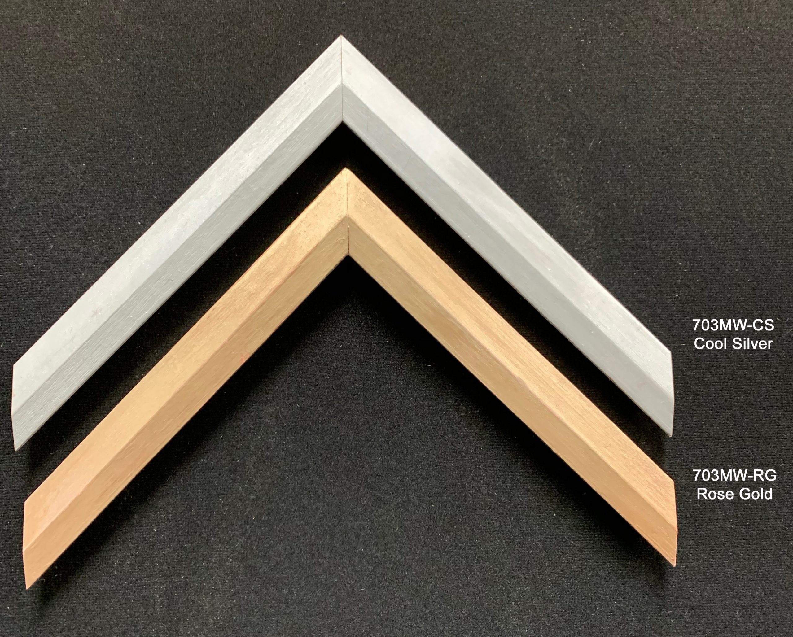 Wood moulding painted with a sleek metallic finish